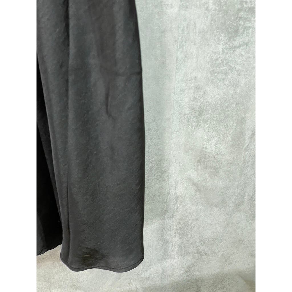 OAK + FORT Women’s Black Solid V-Neck Adjustable Strap Midi Slip Dress SZ XS