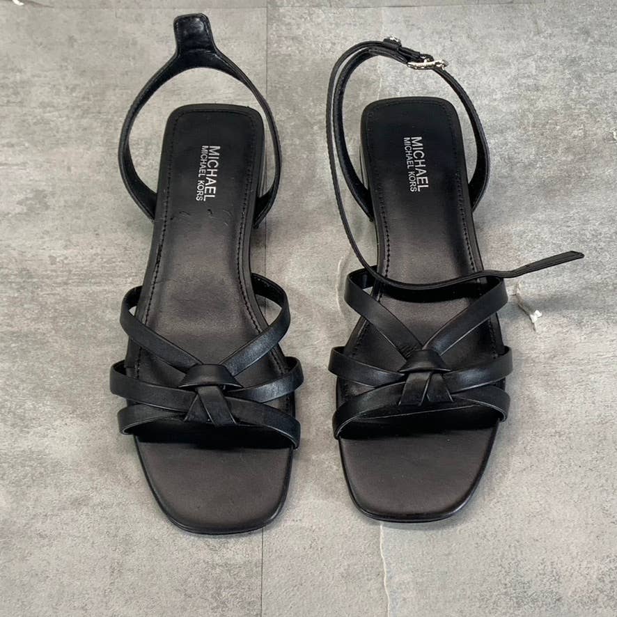 MICHAEL MICHAEL KORS Women's Black Leather Brinkley Ankle-Strap Sandals SZ 6