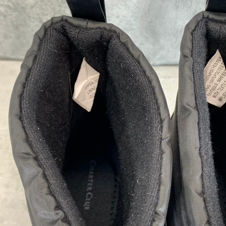 CHARTER CLUB Women's Black Trudyy Block-Heel Pull-On Rain Boots SZ 9