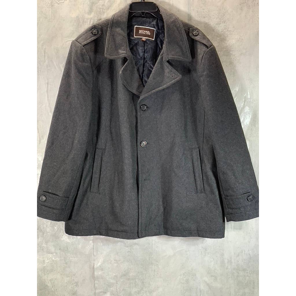 MICHAEL MICHAEL KORS Men's Charcoal Woolblend Button-Up Coat SZ 2XL
