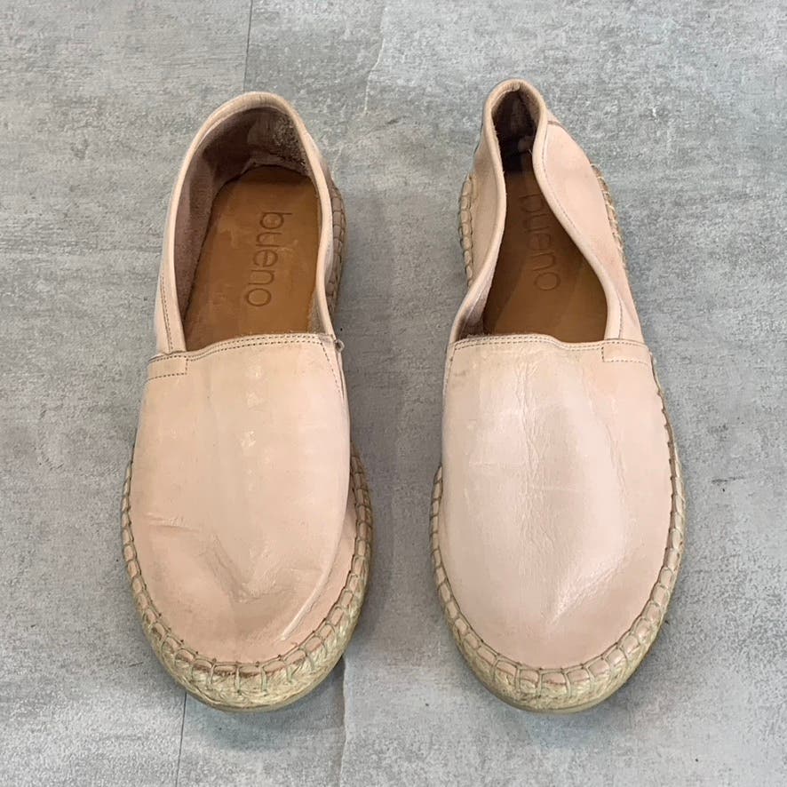 BUENO Women's Light Pink Leather Round-Toe Slip-On Espadrille Flats SZ 38(US7.5)