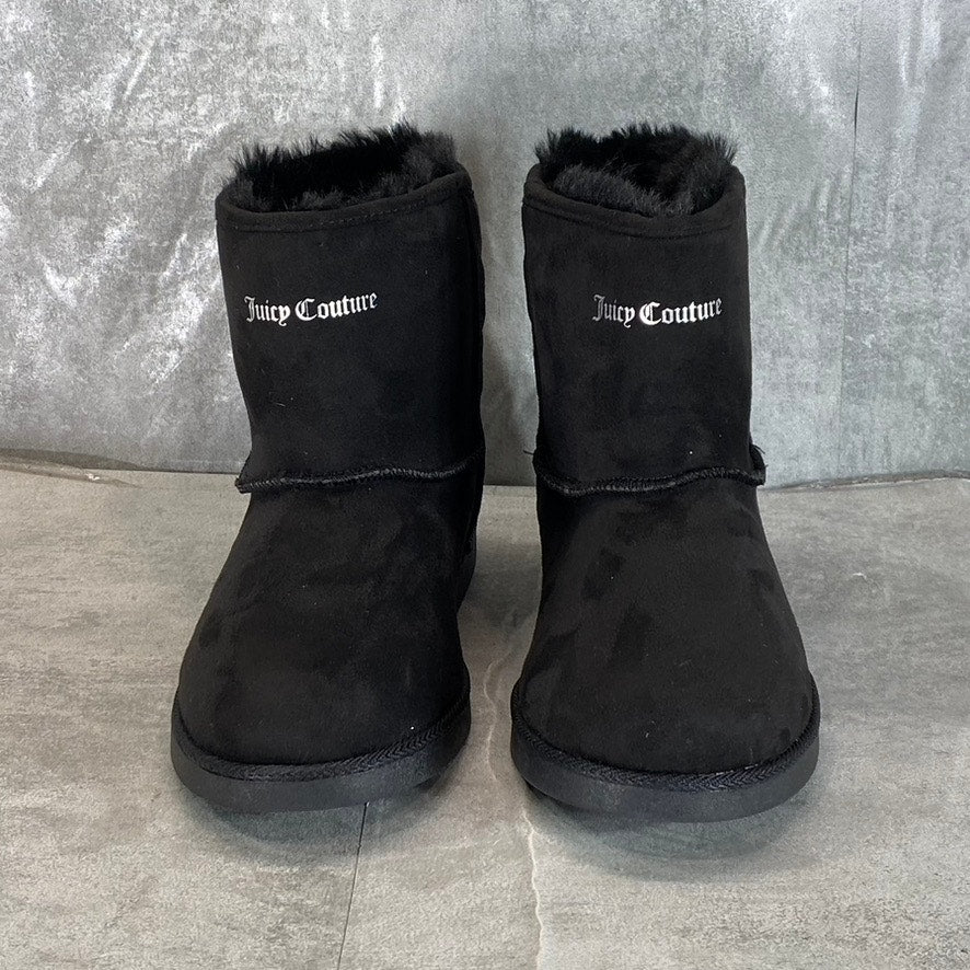 JUICY COUTURE Women's Black Micro Studded Kayte Faux-Fur Pull-On Short Boot SZ10
