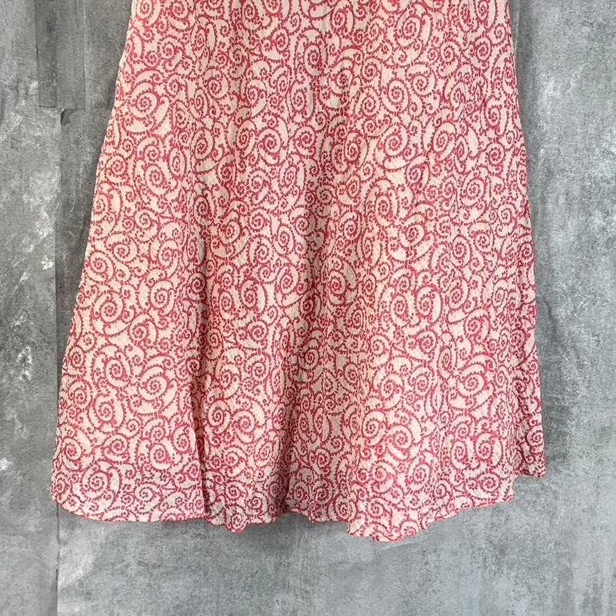 J.CREW Women's Pink/White Printed Strapless Fit & Flare Midi Dress SZ 0