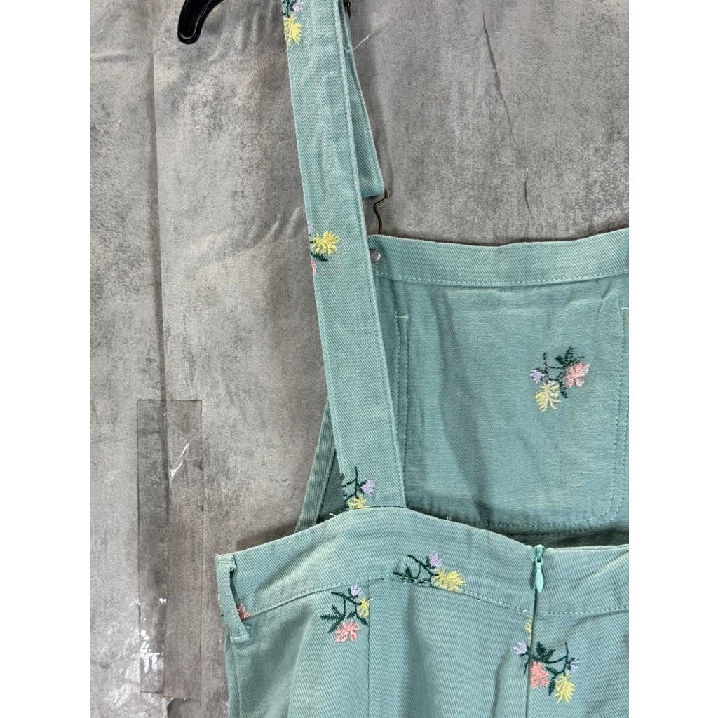 CIDER Women's Pale Green Floral Embroidered Pocket Jumper SZ M (US 6)