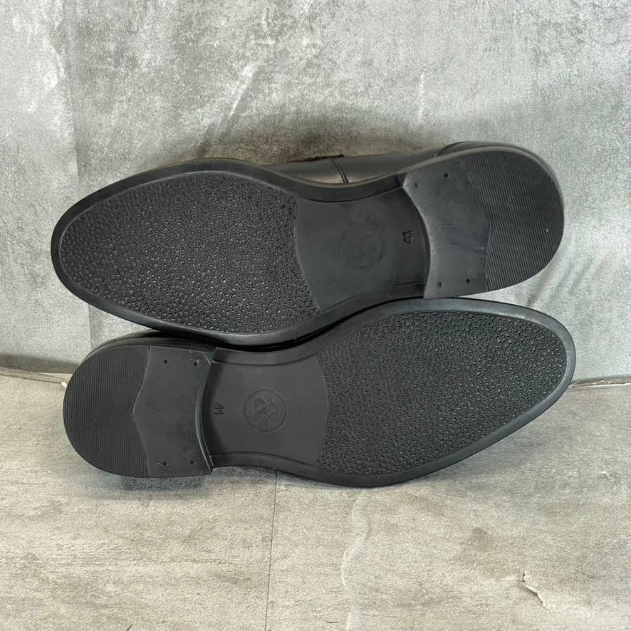 THOMAS & VINE Black Leather Bishop Apron Toe Split Penny Loafer SZ 8.5