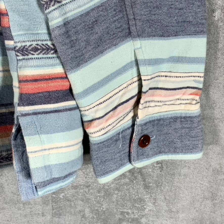 FAHERTY BRAND Men's Blue/Orange/Red Three-Button Baja Pullover Hooded Poncho SZL