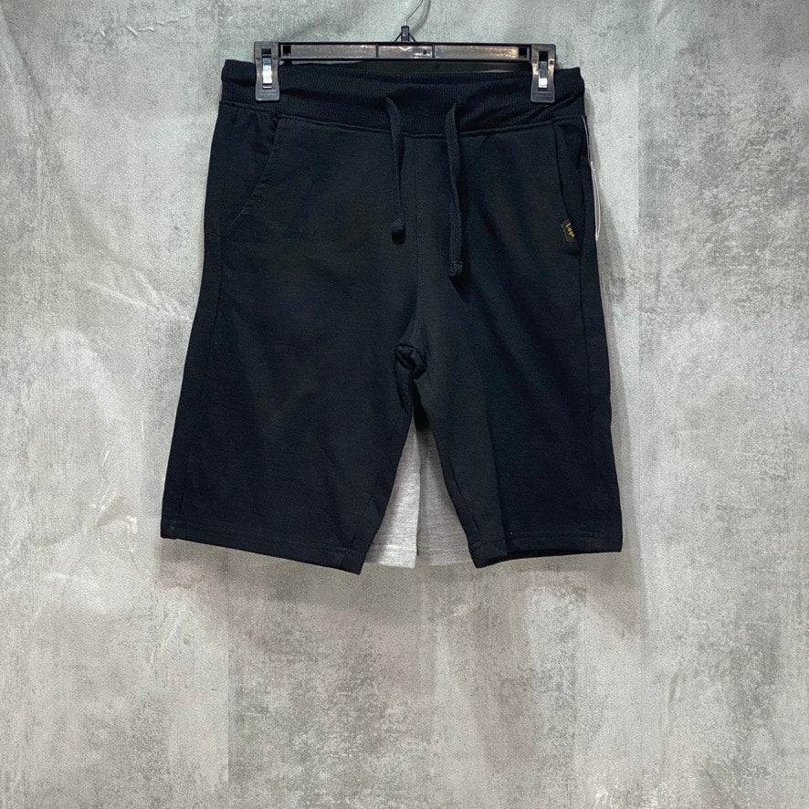 LEE Men's Grey & Black 2 Pack Drawstring Pull-On Fleece Lounge Shorts SZ L