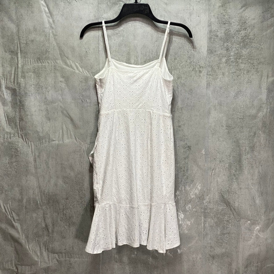 BAR III Bright White Ruffled Eyelet Sleeveless High-Low Hem Mini Dress SZ XS