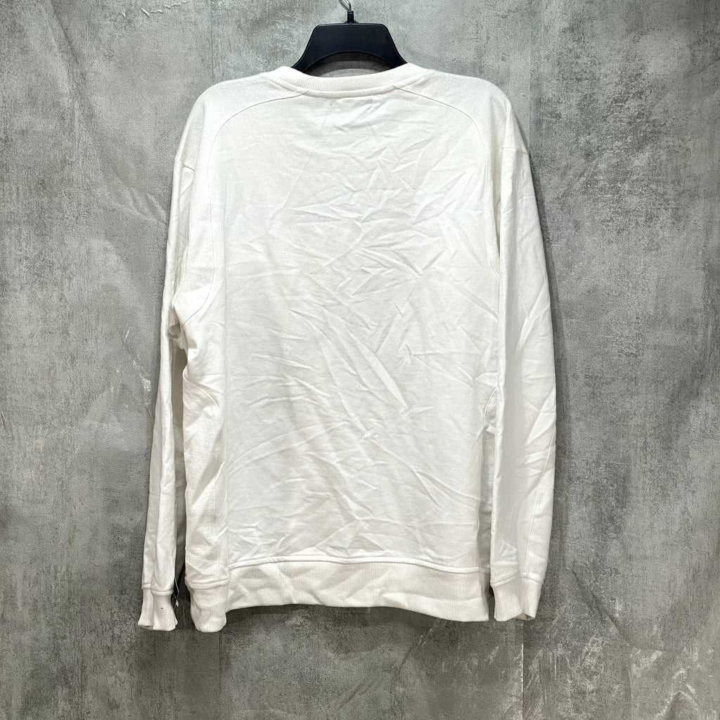 INC INTERNATIONAL CONCEPTS White Crewneck Slant-Zip Long Sleeve T-Shirt SZ L