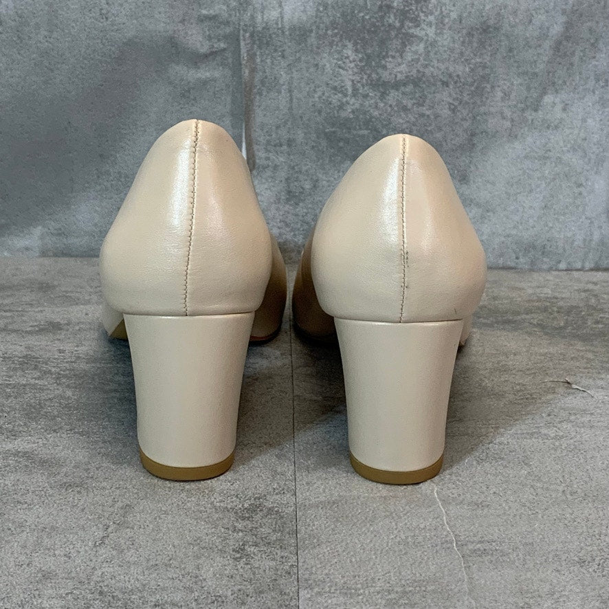 HALSTON Ivory Paris Block Heel Cushioned Slip-On Round-Toe Pumps SZ 11