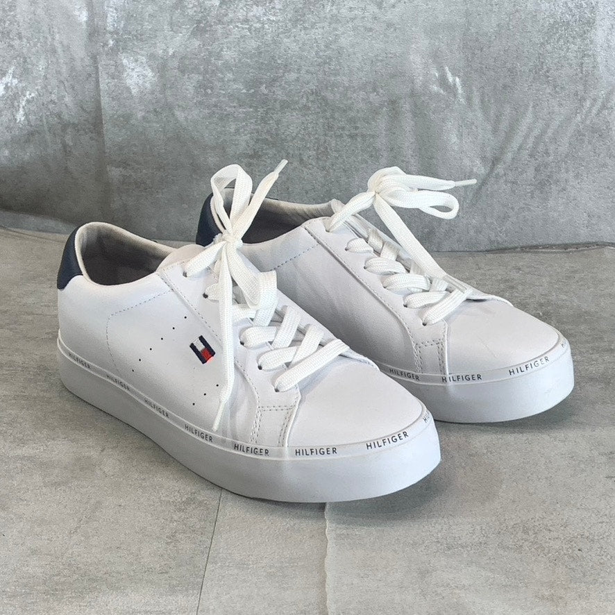 TOMMY HILFIGER Women's White Henissly Round-Toe Lace-Up Sneakers SZ 7.5