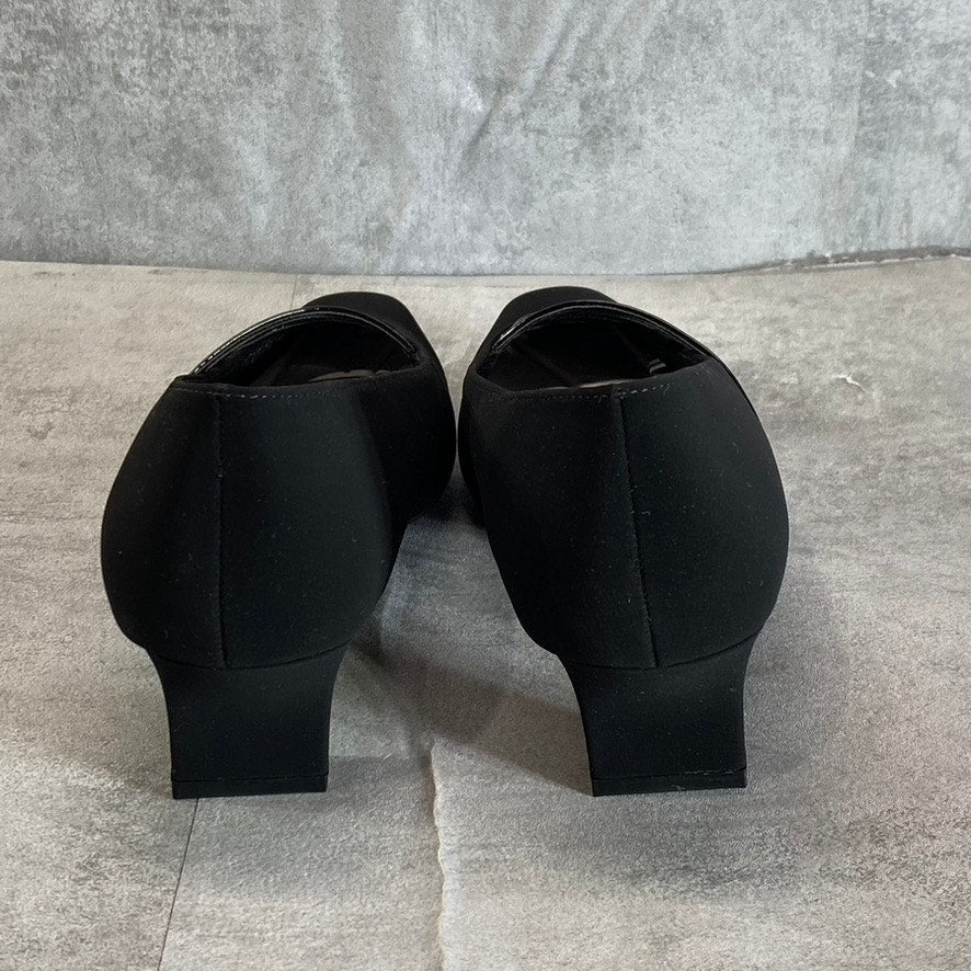 EASY STREET Women's Black Suede Entice Square-Toe Block-Heel Slip-On Pumps SZ8.5