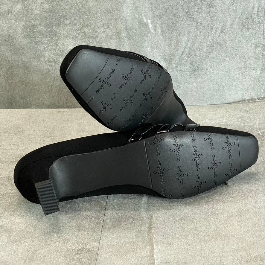EASY STREET Women's Black Suede Entice Square-Toe Block-Heel Slip-On Pumps SZ8.5