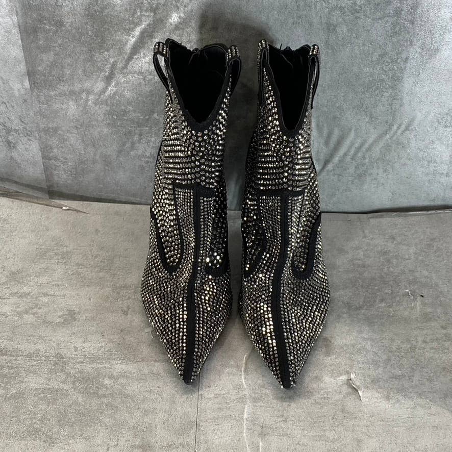 INC INTERNATIONAL Women's Black Oaklynne Rhinestone Pointed-Toe Booties SZ 7