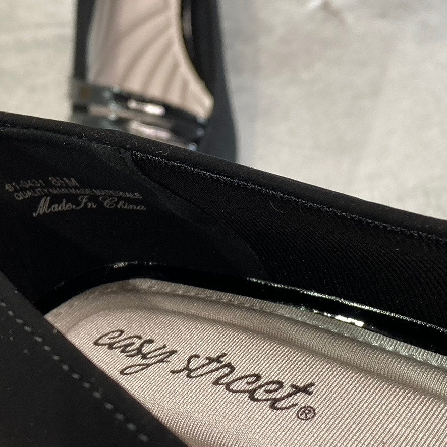 EASY STREET Women's Black Suede Entice Square-Toe Block-Heel Slip-On Pumps SZ8.5