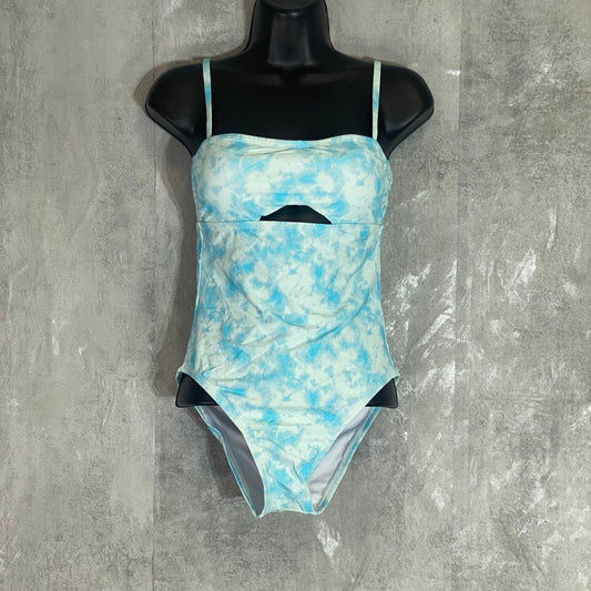 VICIOUS YOUNG BABES Light Blue Tie-Dye Front Cutout Tie-Dye One-Piece Swimsuit SZ S