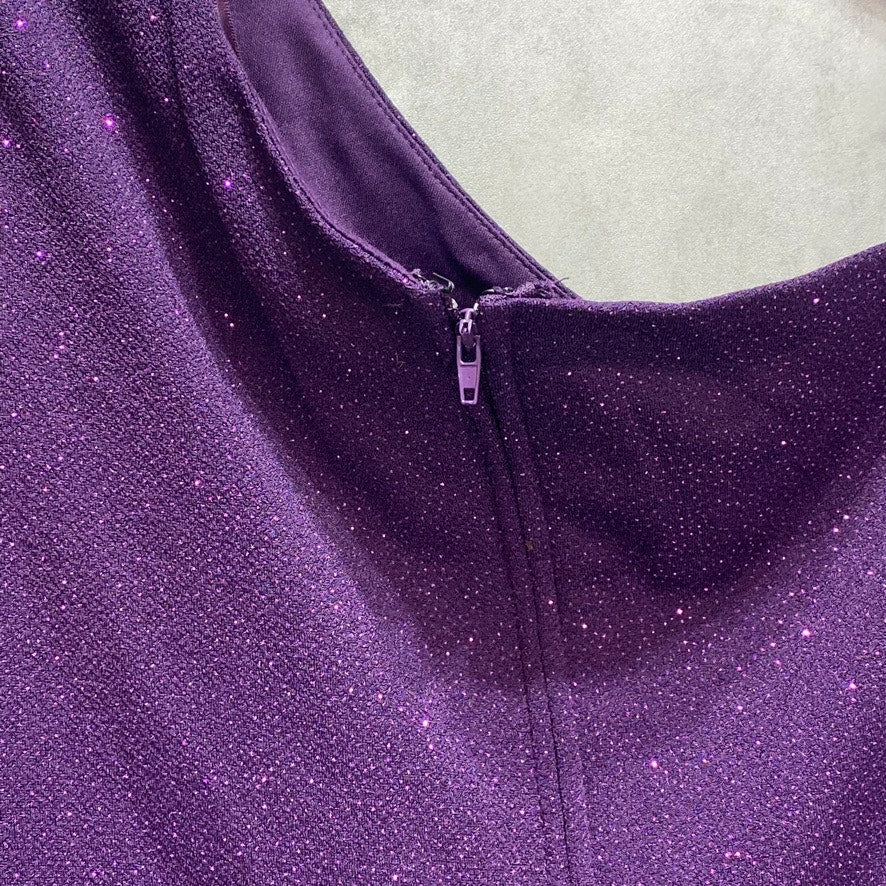 CITY STUDIO Junior's Purple Glitter Asymmetrical Long-Sleeve Cutout Bust Mini Dress SZ XL