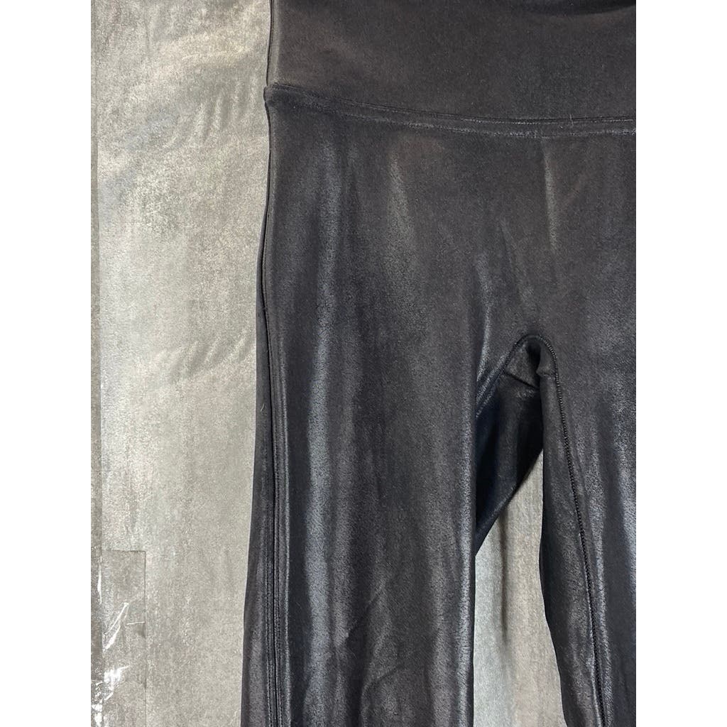 SPANX BY SARA BLAKELY Women's Petite Black Faux Leather Ankle Leggings SZ S/P