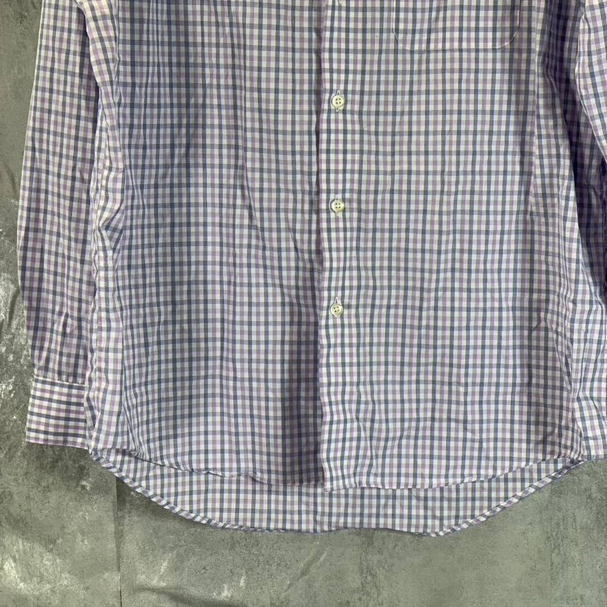 PRONTO UOMO Men's Pink Mini Check Non-Iron Button-Up Dress Shirt SZ 16.5 34-35