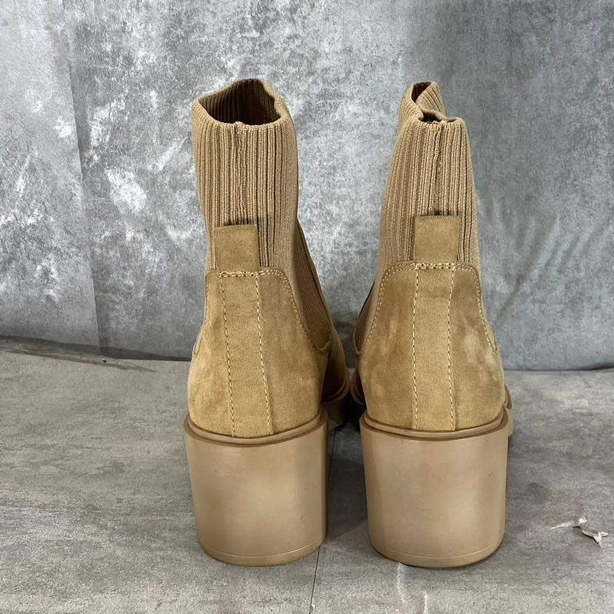 ANNE KLEIN iFlex Women's Dark Natural Faria Round-Toe Block-Heel Boots SZ 8.5