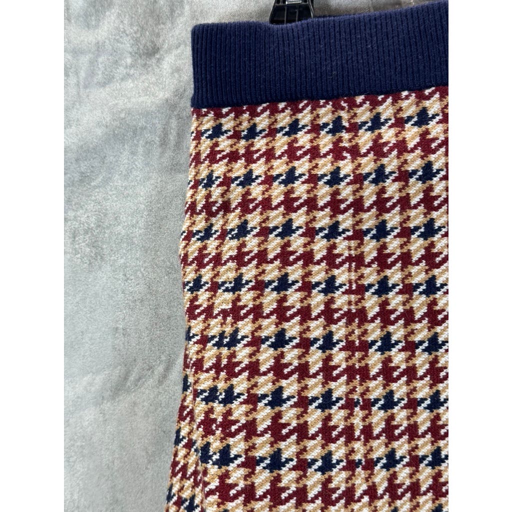 CIDER Women's Camel/Navy Houndstooth Printed Mini Skirt SZ S (US4)