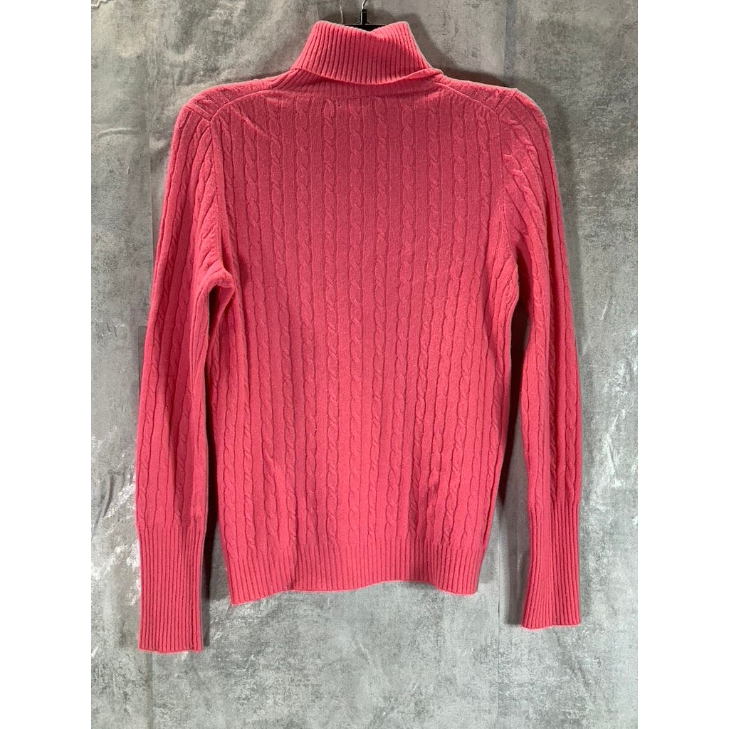 J.CREW Women's Pink Cable Knit Turtleneck Long Sleeve Pullover Sweater SZ S