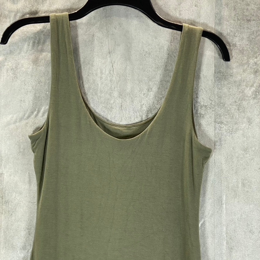 BAR III Women's Dusty Olive Scoop-Neck Bodycon Sleeveless Midi Tank Dress SZ XS