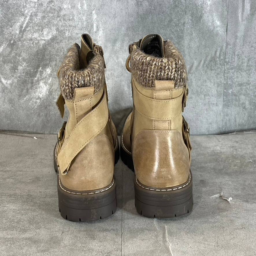 CLIFFS By WHITE MOUNTAIN Women's Natural/Fabric Marlee Lace-Up Boots SZ 8