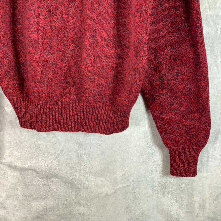 LANDS' END Men's Tall Vintage Red Marble Wool Blend Crewneck Sweater SZ L/T