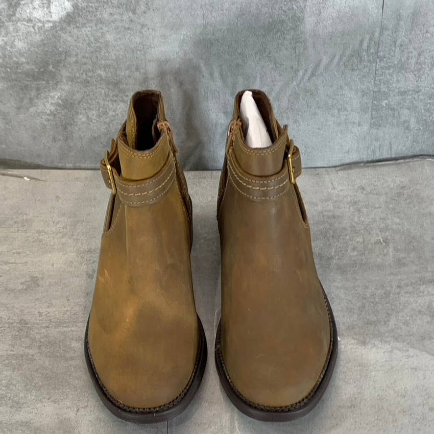 CLARKS Collection Women's Dark Tan Leather Maye Strap Ankle Boots SZ 7