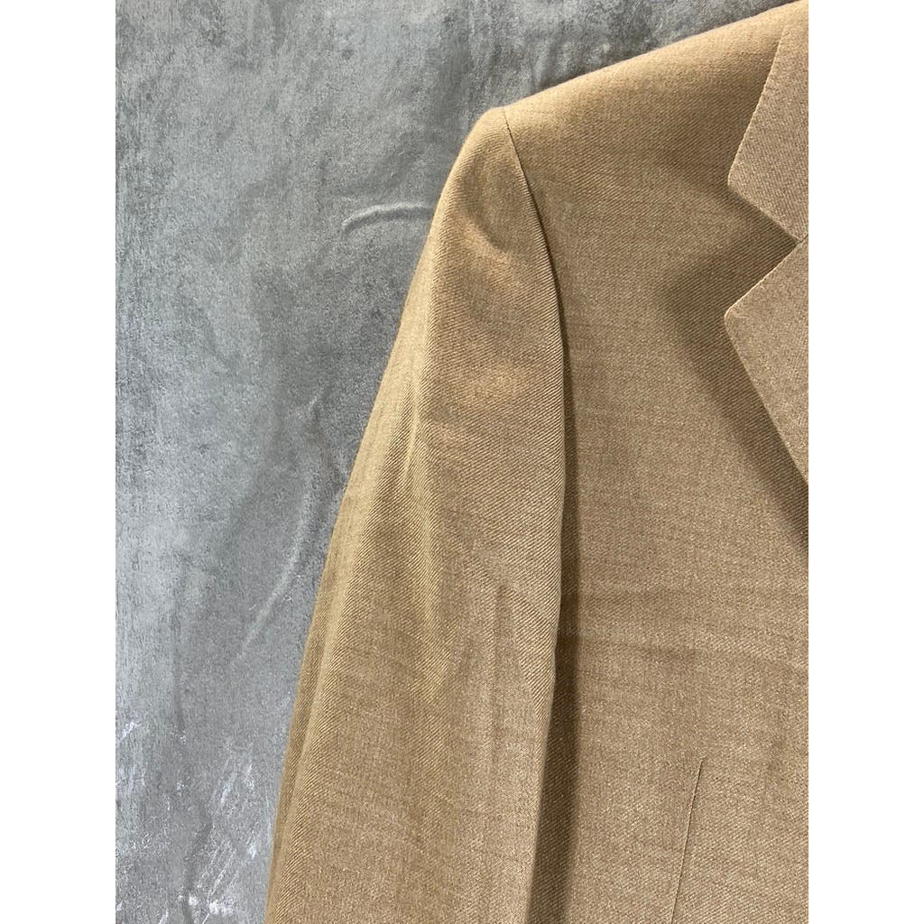 ERMENEGILDO ZEGNA Men's Tan Camel Silk Three-Button Blazer SZ 40R