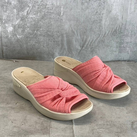 BZEES Women's Pink Smile II Knotted Washable Slide Wedge Sandals SZ 9