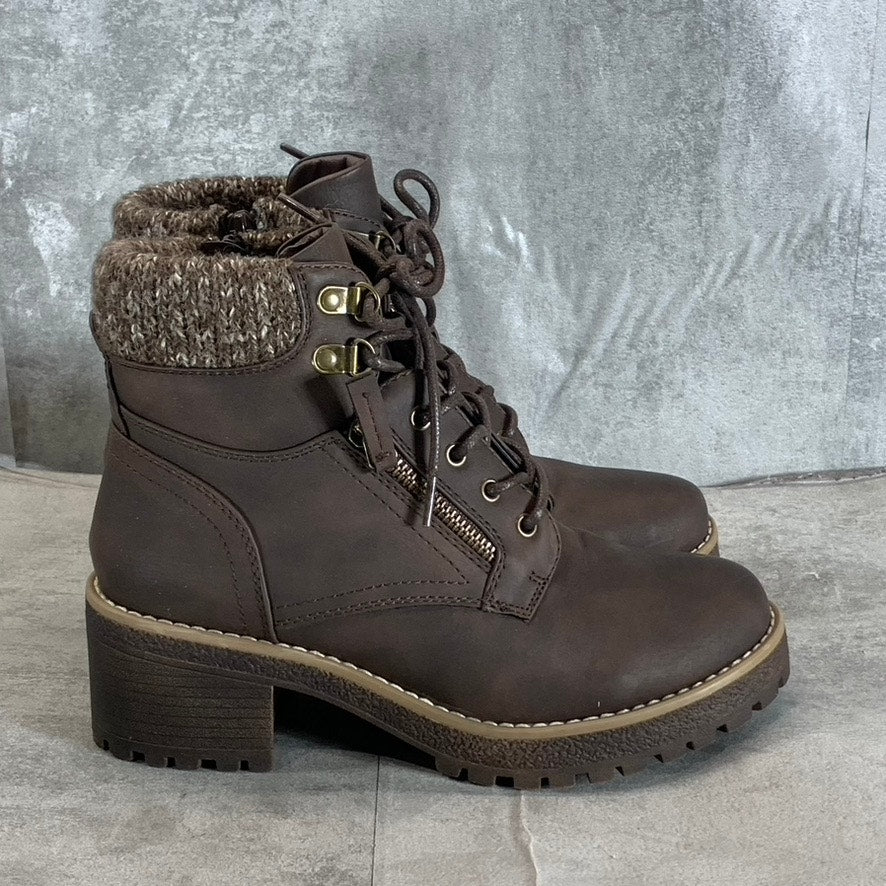 CLIFF By White Mountain Women's Dark Brown Balance Stacked Block Heel Boot SZ7.5