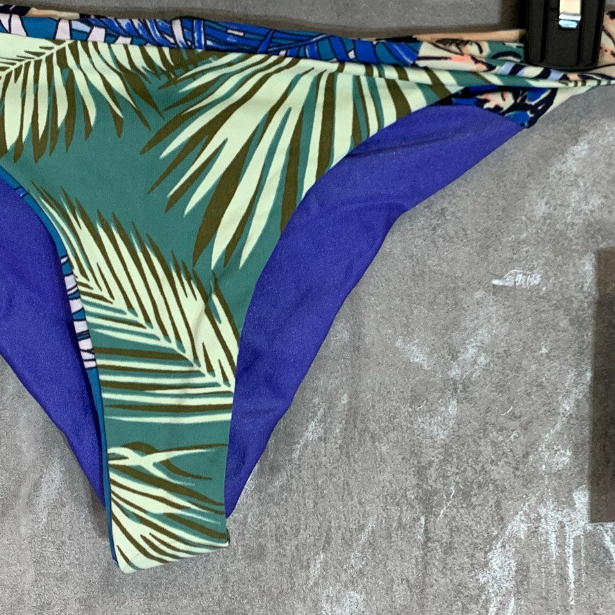 MAAJI Blue Oliveira Frills Low Rise Reversible Cheeky Bikini Bottom SZ L