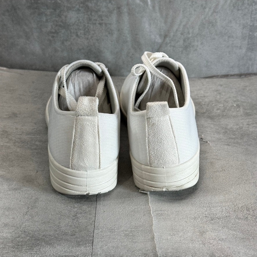 EASY STREET Women's White Knit Command Round-Toe Lace-Up Sneakers SZ 10