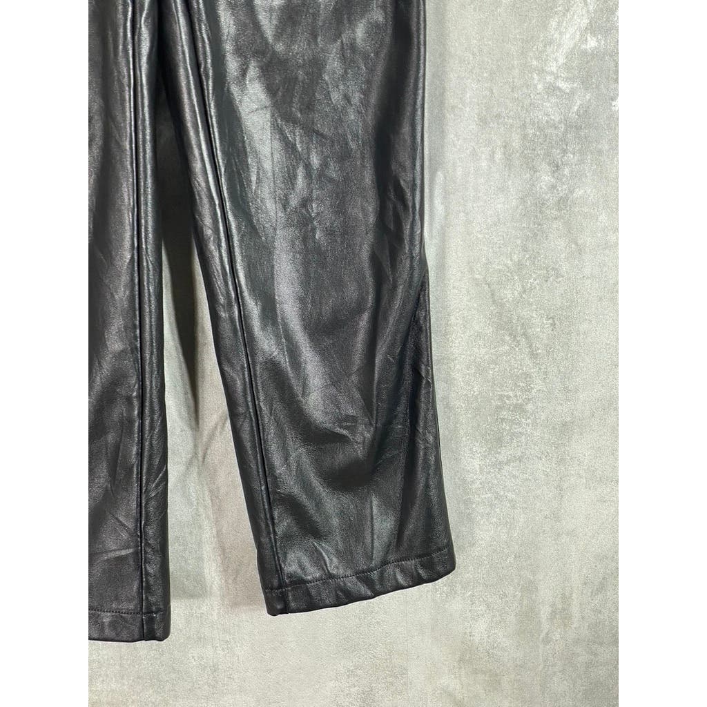 NICOLE MILLER Women's Black Faux-Leather Straight-Leg Pants SZ 2