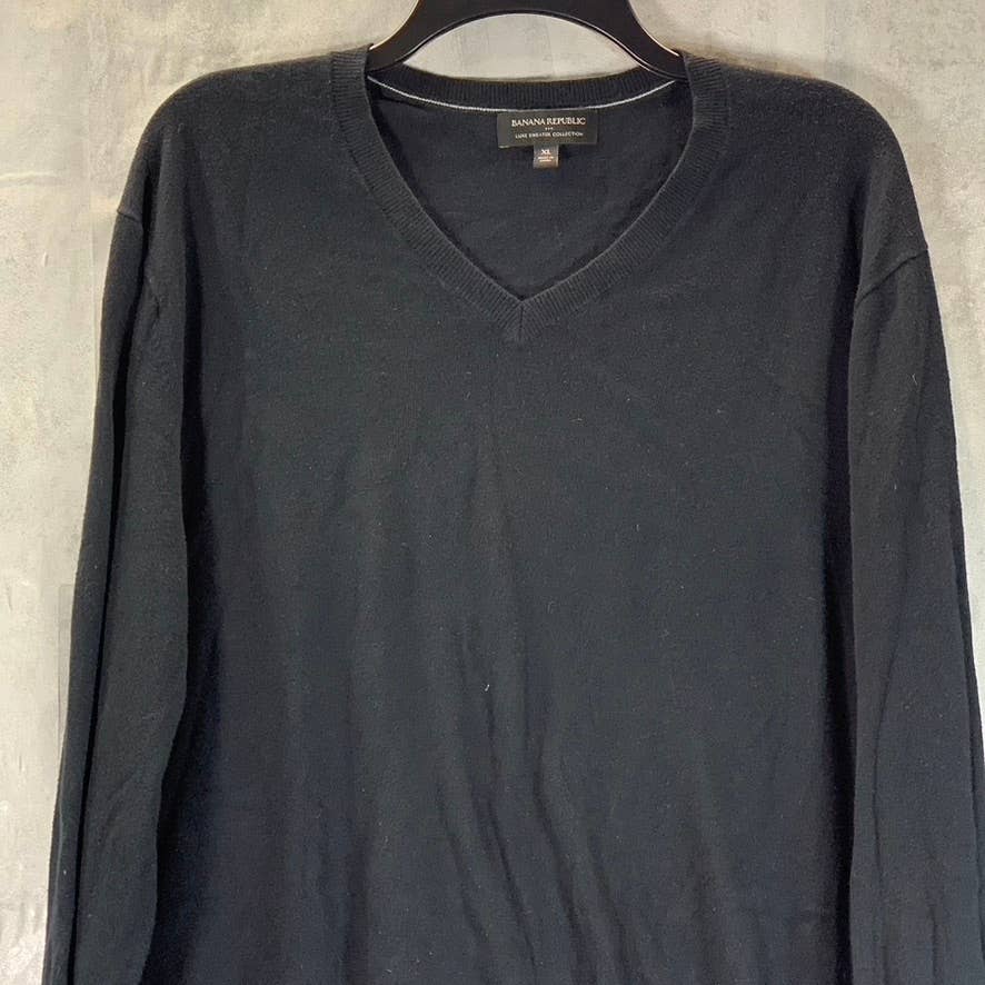 BANANA REPUBLIC Men's Black Luxe V-Neck Pullover Sweater SZ XL