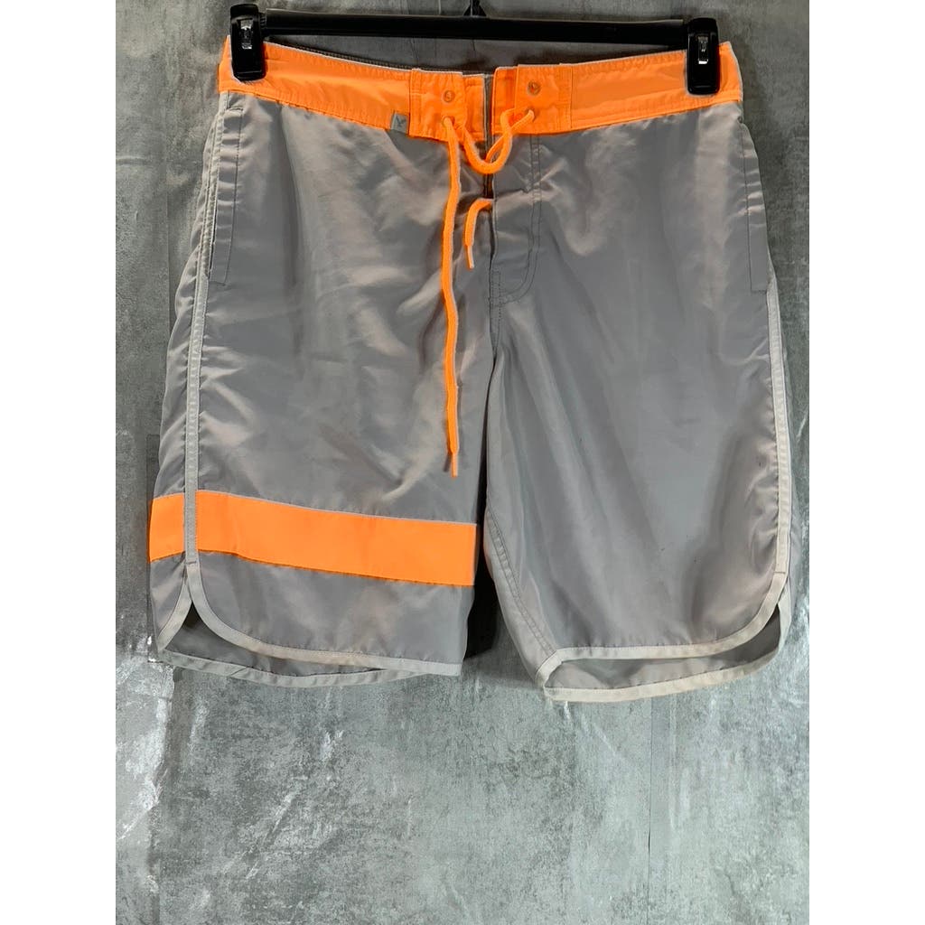 AMERICAN EAGLE OUTFITTERS Men's Gray/Orange Pull-On Swimtrunks SZ M