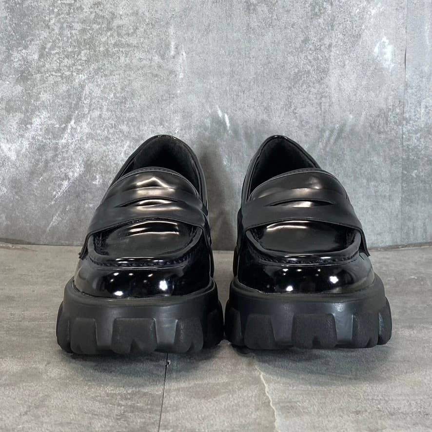 BAR III Women's Black Smooth Paz Lug-Sole Platform Slip-On Penny Loafers SZ 8