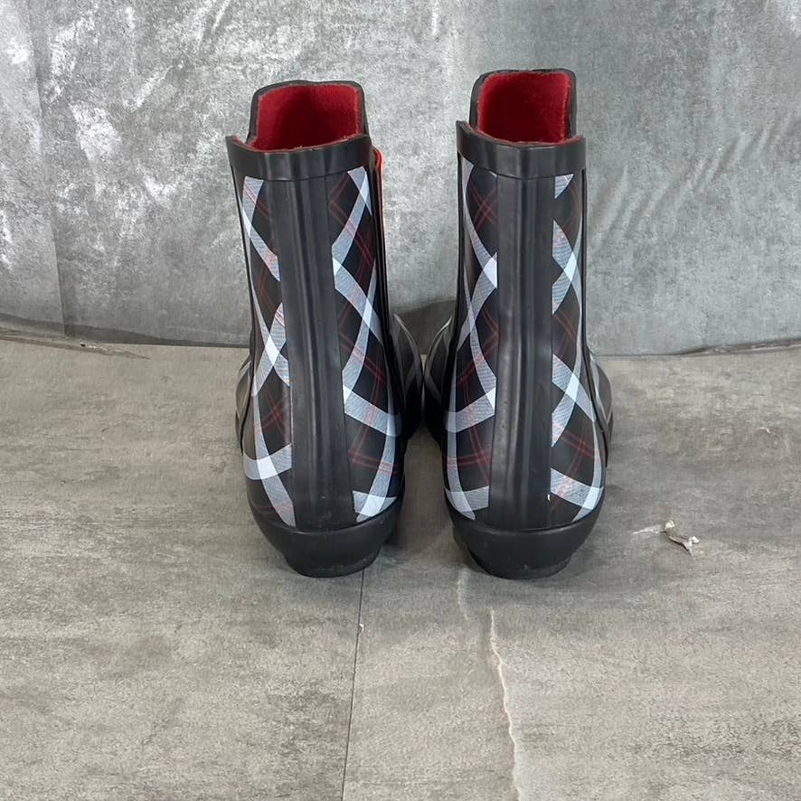 CHARTER CLUB Women's Black/Red Cloudburst Pull-On Rain Boots SZ 8