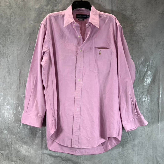 RALPH LAUREN Men's Sunrise Red Classic-fit Button-Up Long-Sleeve Shirt SZ L