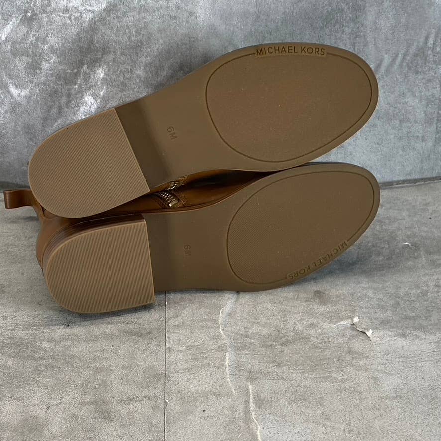 MICHAEL MICHAEL KORS Women's Cognac Leather Padma Strapped Block-Heel Boots SZ6