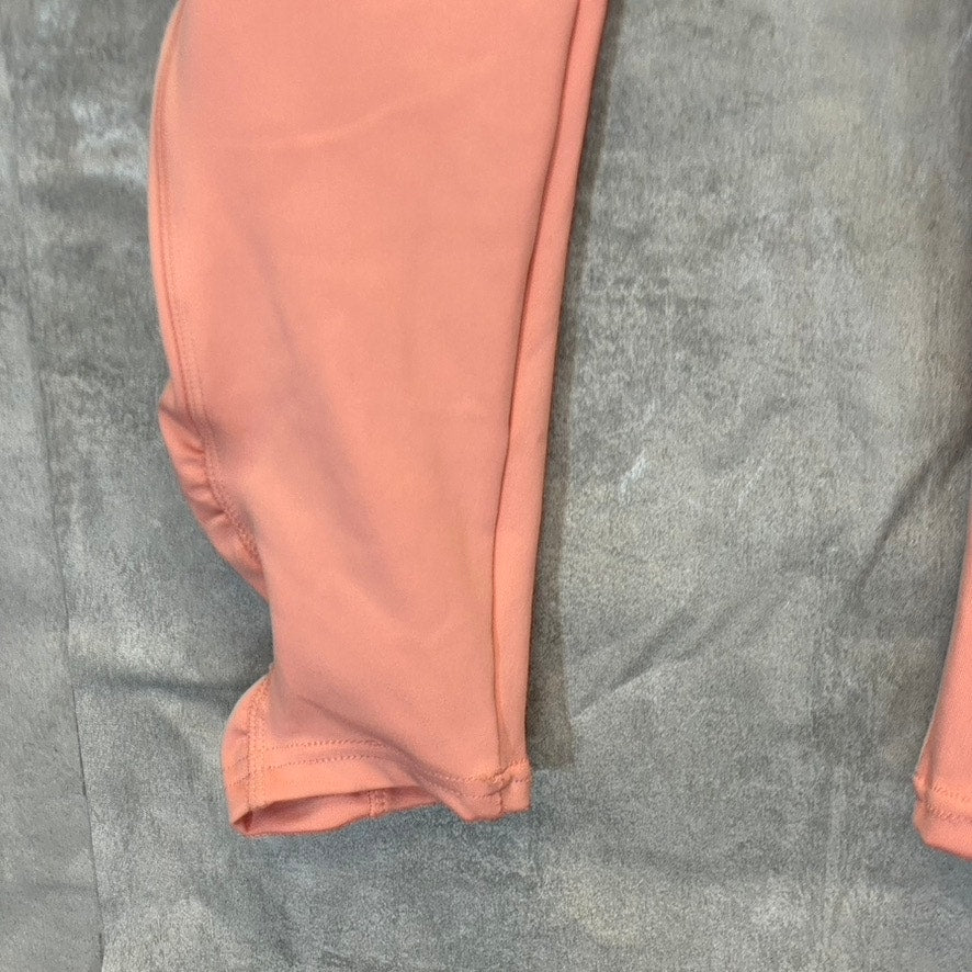 KAY UNGER Women's Peach Ruched Cuff High-Waist Media Pocket Pull-On Athletic Legging SZ L