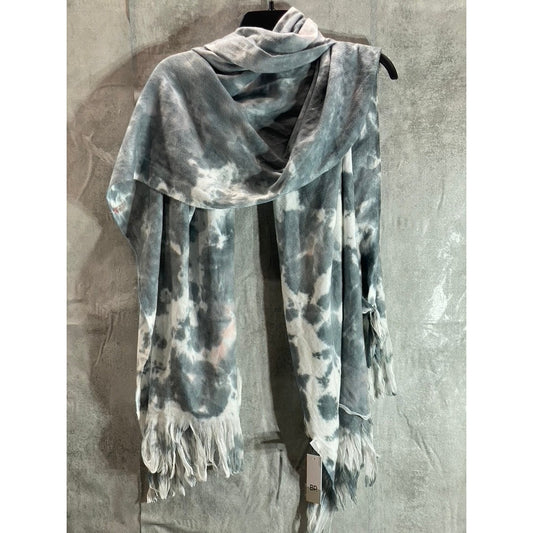 BP. Women's Grey-White Tie-Dye Fringe Detail Wrap SZ OS