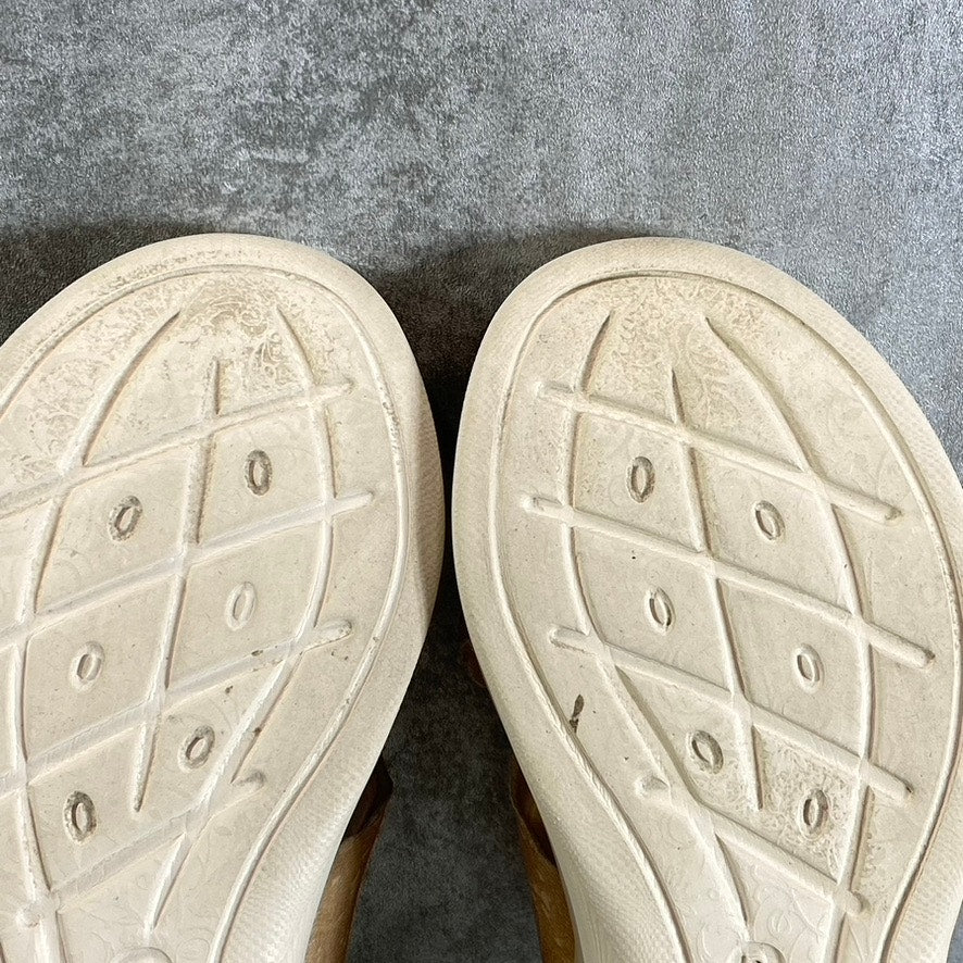 BZEES Women's Almond Sahara Washable Fabric Wedge Slide Sandals SZ 7