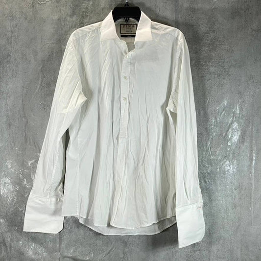 PINK THOMAS PINK Men's White Athletic-Fit Stretch Plain Poplin Shirt SZ 17