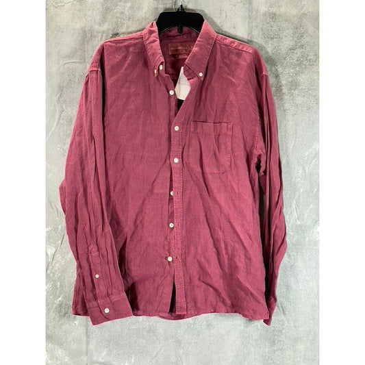 ABERCROMBIE & FITCH Men's Red Linen Button-Up Long Sleeve Shirt SZ M