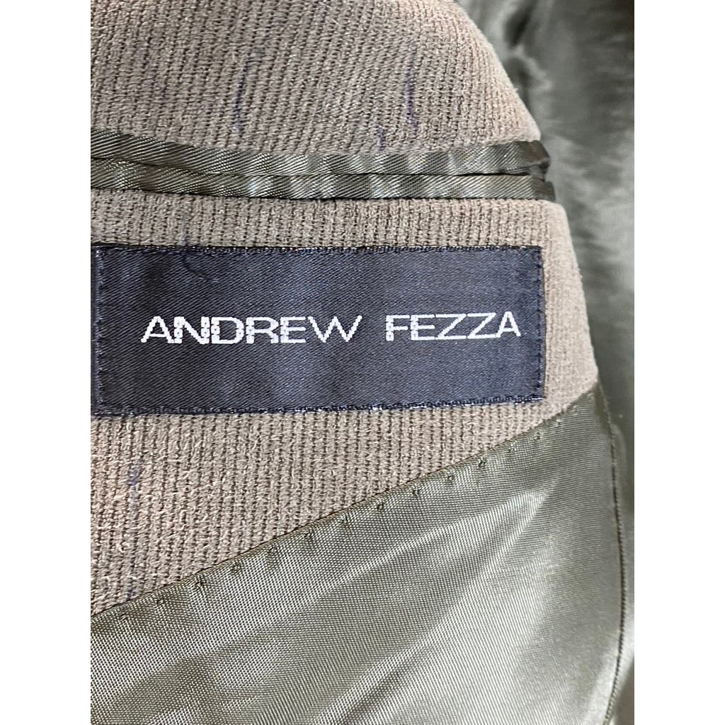 ANDREW FEZZA Men's Tan Corduroy Two-Button Blazer SZ 40R