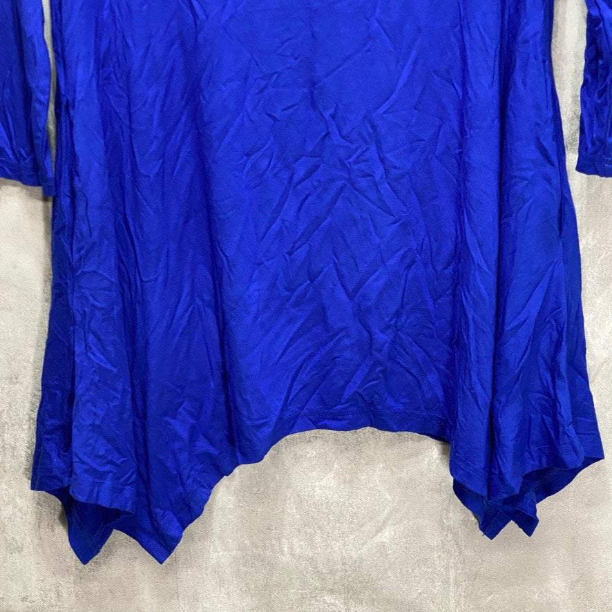 WHITE MARK Blue 3/4 Sleeve Scoop Neck Swing Top With Pockets SZ M