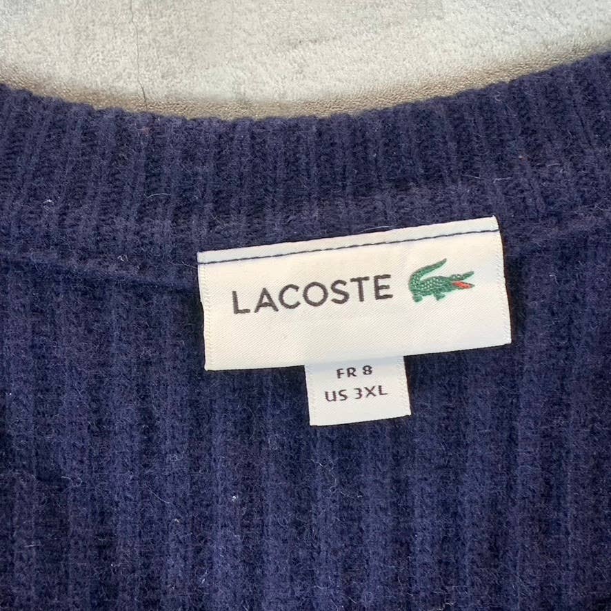 LACOSTE Men's Navy Blue Crewneck Classic-Fit Ribbed Long-Sleeve Sweater SZ 3XL